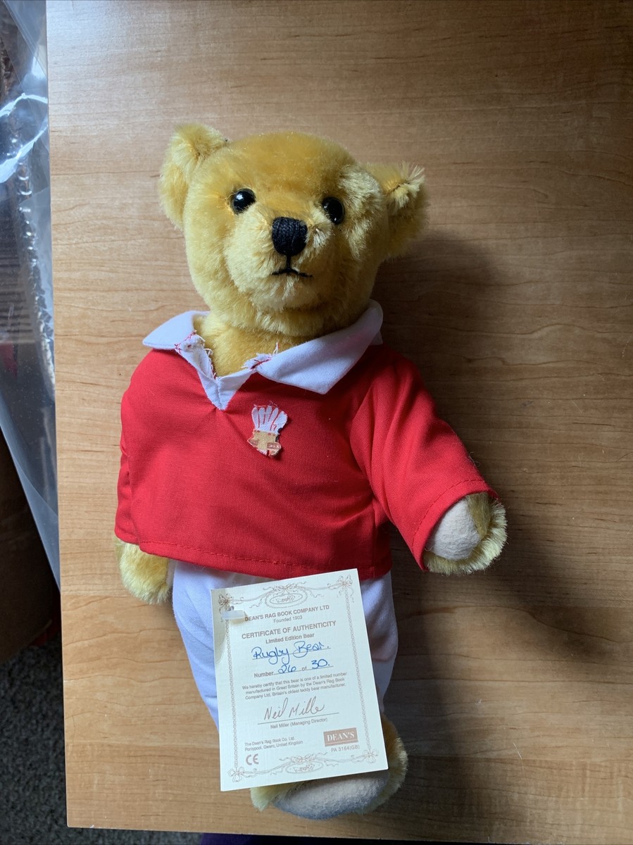 Dean’s Rug Book のテディベア Vintage Dean's Rag Book Rugby Bear #26/30 Limited Edition W/ Tags