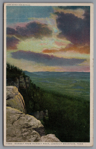 Postcard TN Sunset From Sunset Rock Lookout Mountain Tennessee A5