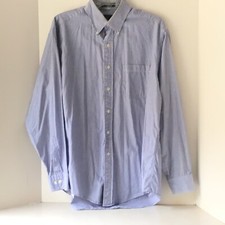 Embassy Row Menswear Button Down Broadcloth Shirt 16.5 34/35 Blue White Stripe