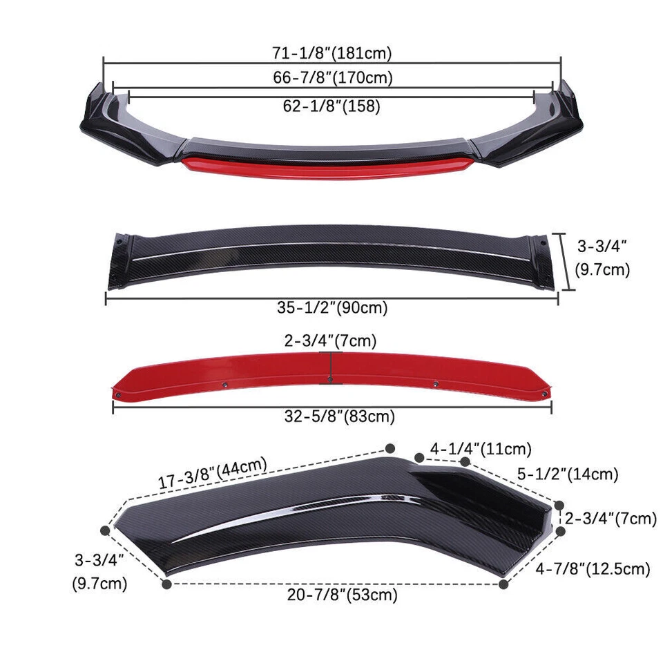 Spoiler labial dianteiro vermelho fibra de carbono splitt para Mercedes Benz A45 AMG W176 - Imagem 3 de 4