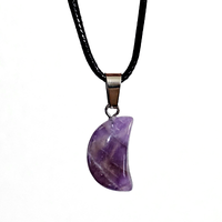 Amethyst Mond AnhäNger Kordel Halskette Halbmond Kristall Edelstein Heilung S...