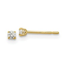 Real 14kt Yellow Gold Madi K 2mm Round CZ Basket Set Stud Earrings