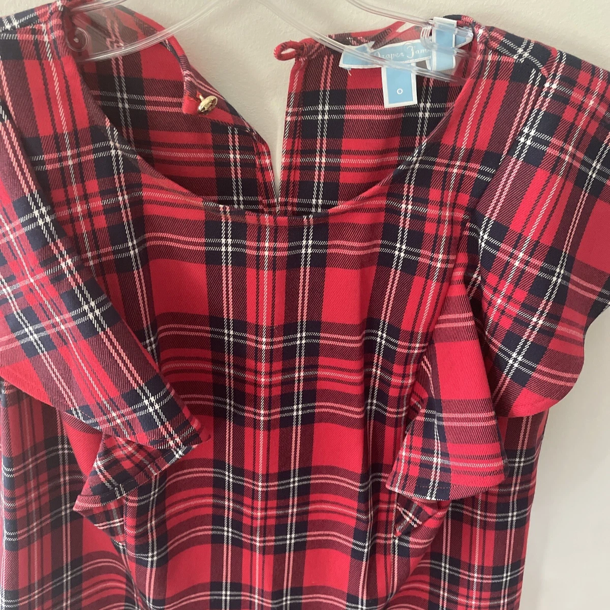 Draper james plaid ruffle shoulder clearance dress