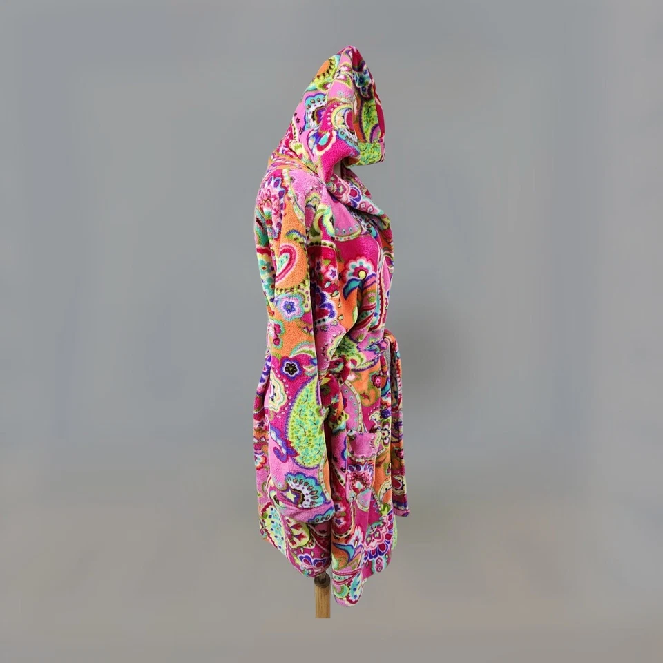 Bata para mujer Vera Bradley rosa pequeña felpa cachemira floral remolino remanente con capucha Foto 4 de 4