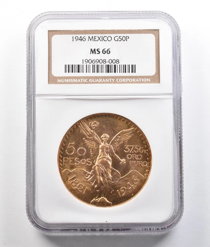 1946 Mexico 50 Pesos Gold Libertad MS66 NGC *9363