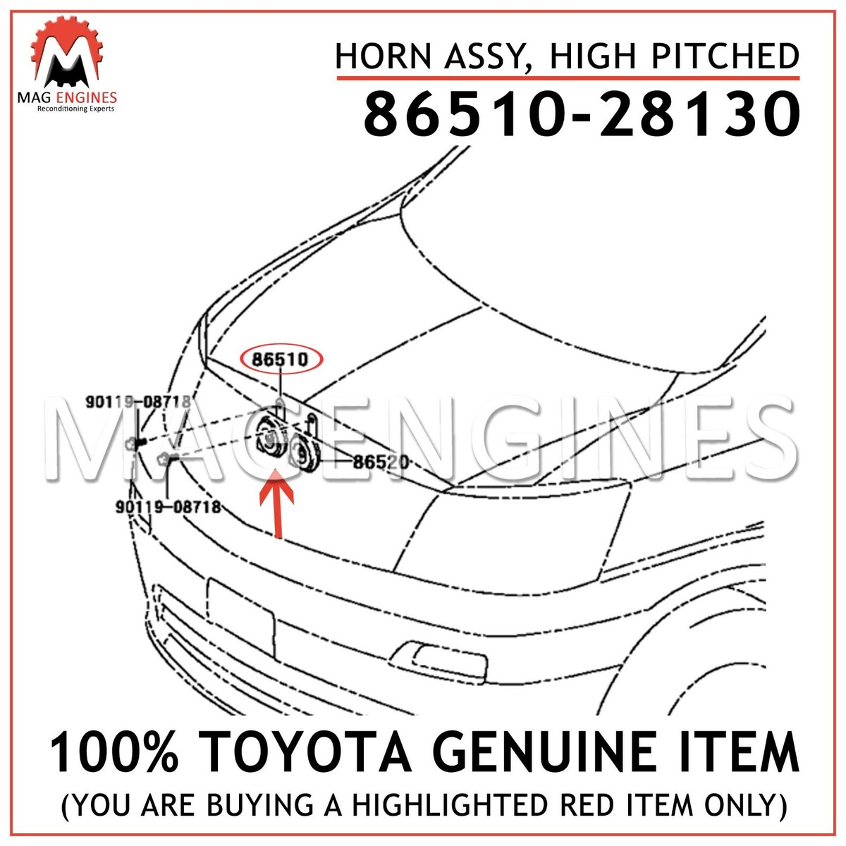 86510-28130 GENUINE OEM HORN ASSY, HIGH PITCHED 8651028130 | eBay
