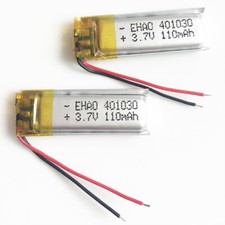 2PCS 3.7V 110mAh 401030 Li-Po Rechargeable Battery For Mp3 bluetooth Headset GPS