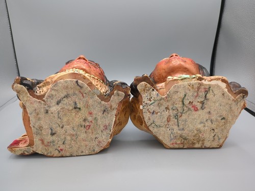 2 Vintage American Indian 10" Head Bust 60s 70s Universal Statuary Chalkware - Picture 9 of 11