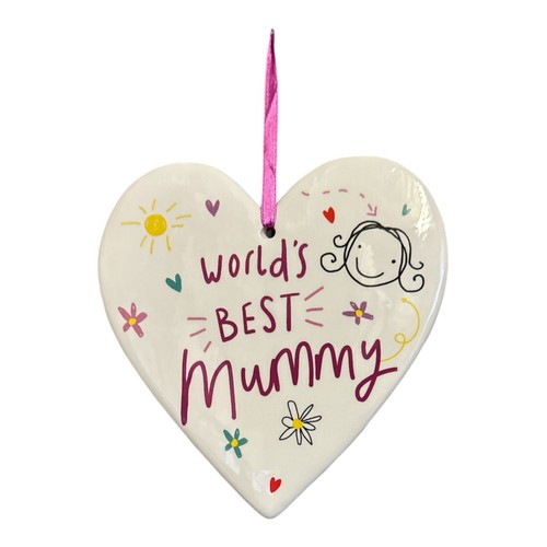 3 x Gribouillis Mignon Meilleur Maman Céramique Plaque Coeur Gamme Cadeau - 16D