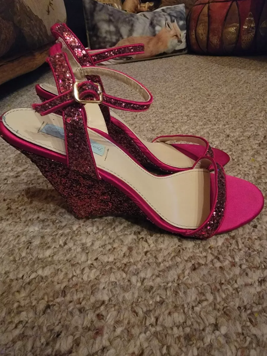 Pink glitter best sale wedges