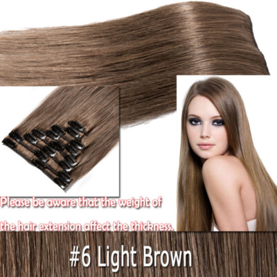 CLEARANCE Clip In 100% Real Remy Human Hair Extensions Full Head Highlight Long