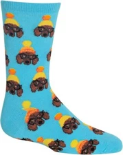 Hotsox Kids Winter Dogs(S/M) Socks, Sky Blue, 1 Pair, Small/Medium