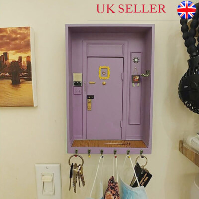 Personalized Friends Monica's Door Wall Key Holder Wood Purple