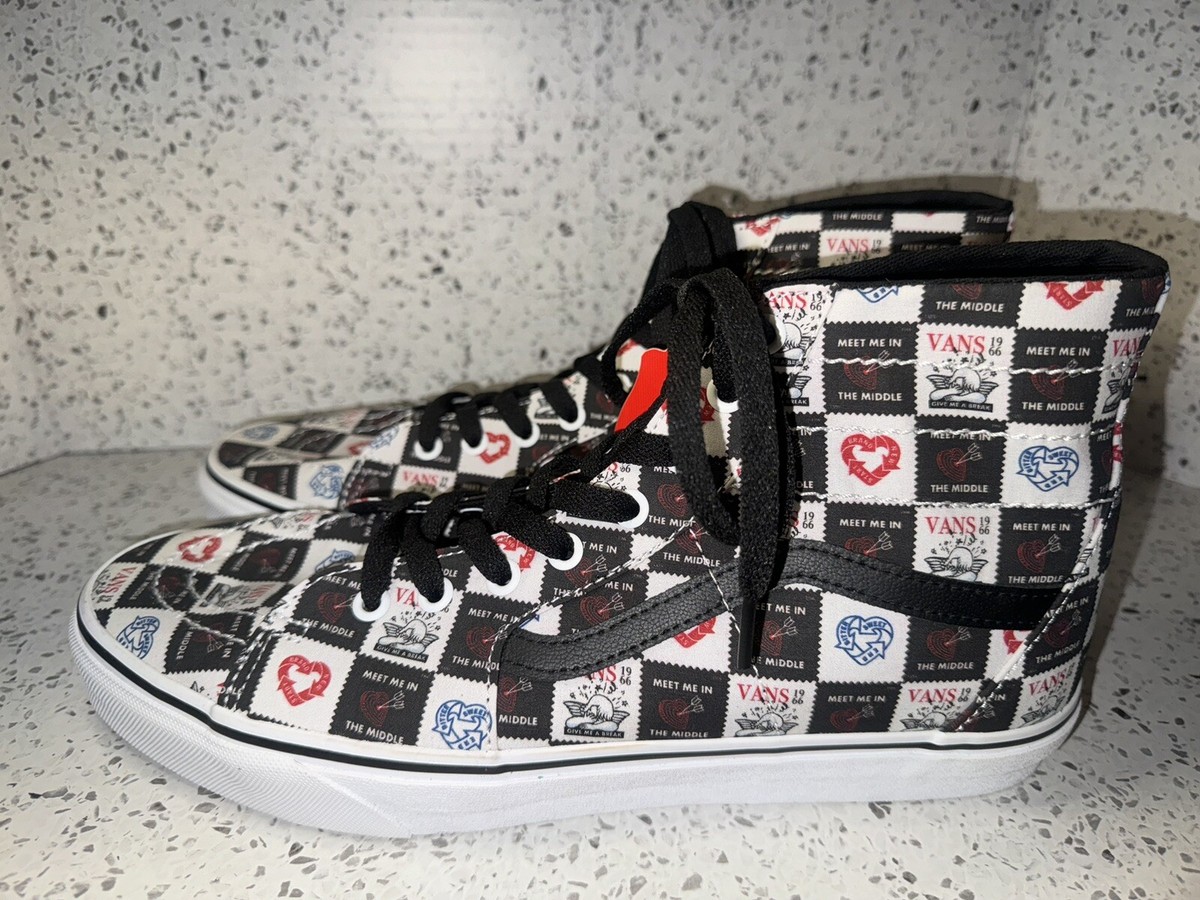 Vans SK8 Hi Top Off The Wall Love Letters Men\'s Size 6.5 Classic Skate‎ Shoes Vans | Skate Sk8-Hi Navy/White Skate Shoe main image 4