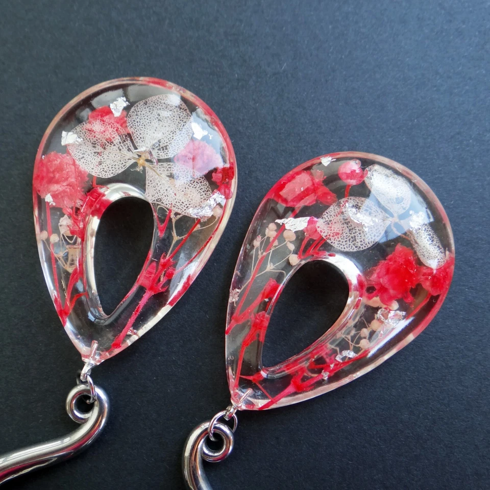 Красные ушные веса для растянутых ушей богемный калибр резиновые вешалки висячие пробки туннели - Изображение 2 из 4