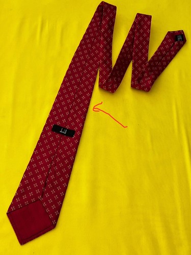 Authentic DUNHILL Plaids Monogram d Design On Red 100% Silk Necktie Tie-England - Picture 12 of 15