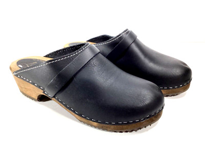Lotta s Lotta From Stockholm Women s Black Leather Slip On Clogs Size 42 US 10.5
