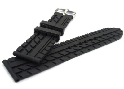 Bracelet de montre en caoutchouc motif pneu distinctif 22 mm sur fermoir à pince en acier - Photo 1/4