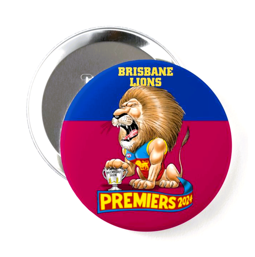 BRISBANE LIONS SYDNEY SWANS AFL 2024 Grand Final Premiership Badge Button 57mm - Picture 12 of 15