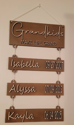 Laser Cut Wood Personalized Custom Engraved Grandkids Make Life Grand Sign