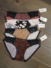 4-PACK SOMA EMBRACEABLE LACE BIKINI PANTIES ANIMAL BLACK/ SPOT/FLORAL SIZE SMALL