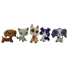5pcs Littlest pet shop dogs and short hair cat monopoly #391 #1647 #1676 #1676