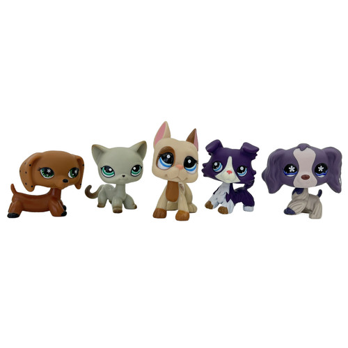 5pcs Littlest pet shop dogs and short hair cat monopoly #391 #1647 #1676 #1676