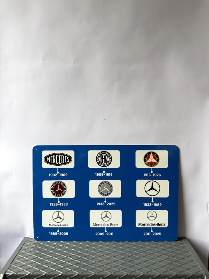 🏁Mercedes-Benz Logo Evolution 1902 to 2025 Heavy Metal Sign –24"x16"(60x40 cm) - Image 2 of 4