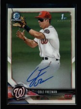 COLE FREEMAN 2018 BOWMAN CHROME ON CARD ROOKIE AUTOGRAPH AUTO RC AX9389