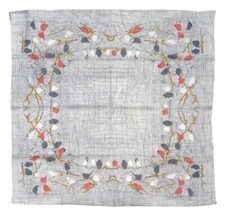 Halstuch in grau weiss rose braun mit Vogel Motiv - Tuch Größe 100 x 100 cm