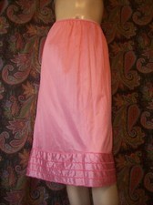 Vintage Mistra Coral Pink Lacy Silky Nylon Half Slip Lingerie S