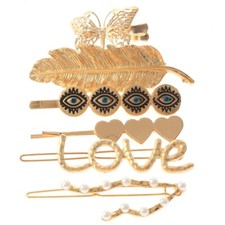 Gold Tone Assorted Metal Hair Clip HC1001-GLD