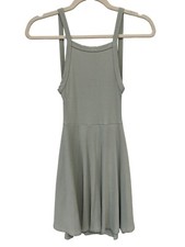 Lulus Ribbed Knit Sleeveless Skater Dress Size XS Fit and Flare Open Back Green
