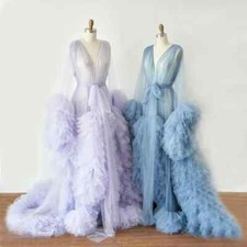 Tulle Robe Lingerie Bridal Dressing Gown Puffy Nightgown Photoshoot Sleepwear