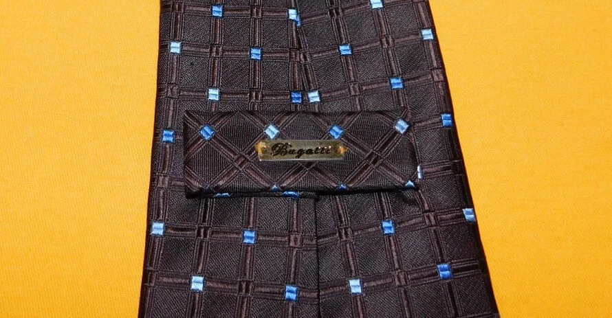 MEN'S BUGATTI BROWN/BLUE/LIGHT BLUE DOTS MOTIF TIE - TIES - DESIGNER TIES. - Image 3 of 3