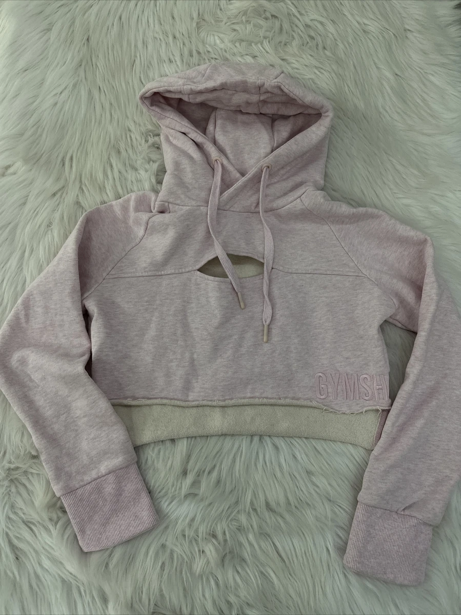 Gymshark womens crop hoodie pink size XS peep cut out EUC