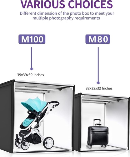 100x100CM Portable Photo Light Box with 4 Backdrops & Adjustable LED Lighting - Picture 9 of 11
