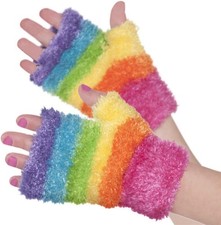 Rainbow Gloves Flutter Fairy Fancy Dress Up Halloween Child Costume Accessory