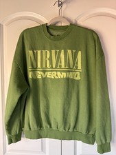 Nirvana Nevermind Men  s Crewneck Green Sweater Sz Med 90s Grunge Band Alt Rock