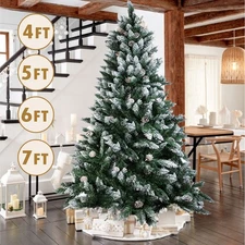 4/5/6/7ft Christmas Tree Traditional Artificial Pine Cone Bushy Xmas Metal Stand