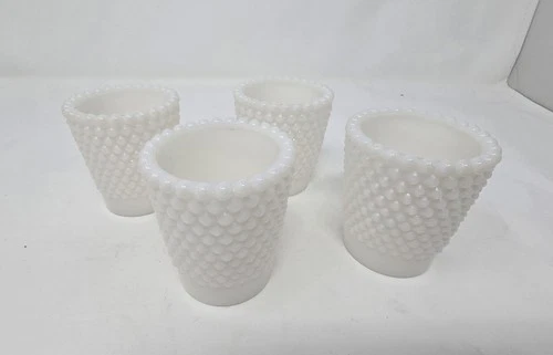 Vintage MCM White Milk Glass Hobnail  Tea /Votive Candle Holder/Toothpick Holder