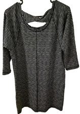 T by Talbots Womens Blue White Striped Slimming Cotton Blend Dress