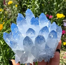 2025Rare Raw Blue Quartz Crystal Cluster Natural Rough Geode Reiki Art Decor