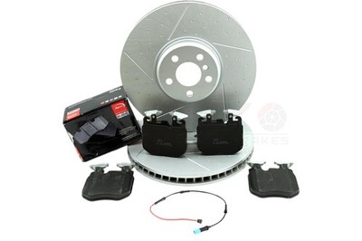 FOR BMW 530d M SPORT G30 G31 FRONT BRAKE DISCS APEC BLACK PADS & SENSOR 374mm