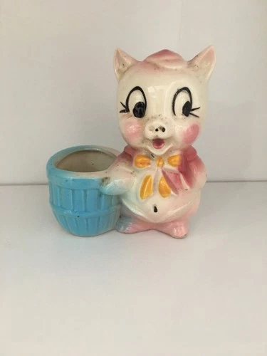Vintage Shawnee Pottery Porky Pig Ceramic Planter 4.75"