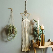 Metal Floral Hoops Star Wreath Macrame Rings Dream Catcher Macrame Wall Hanging