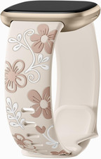 Floral Engraved Bands Compatible with Fitbit Versa 4 Bands for Women/Fitbit Vers