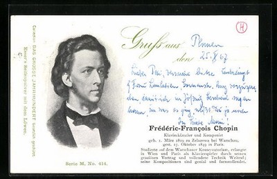 Komponist Frédéric-Francois Chopin im Portrait, Ansichtskarte 1967 