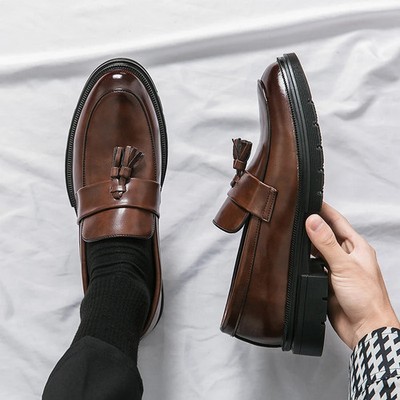 Fashion Formal Leathe Men's Business Dress Shoes High-end Wedding Boots Black