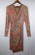 Peruvian Connection Safi Faux Wrap Dress Tribal Paisley Rayon Blend Size Small
